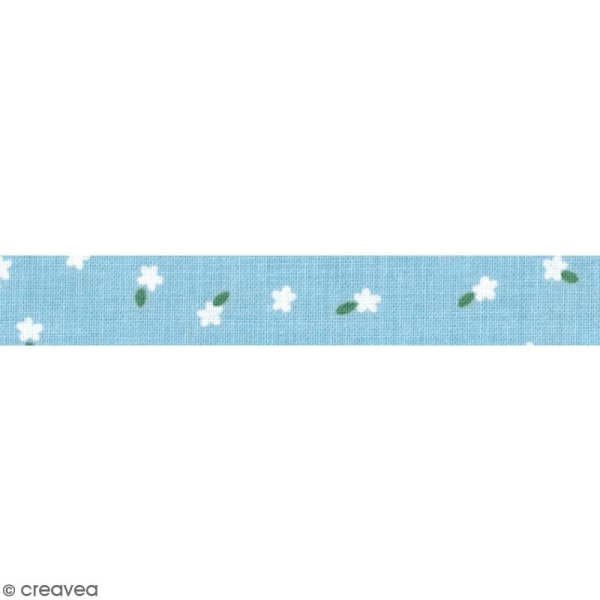 Masking tape tissu - Bleu ciel - Mini fleurs - Daily Like - 5 m - Photo n°2