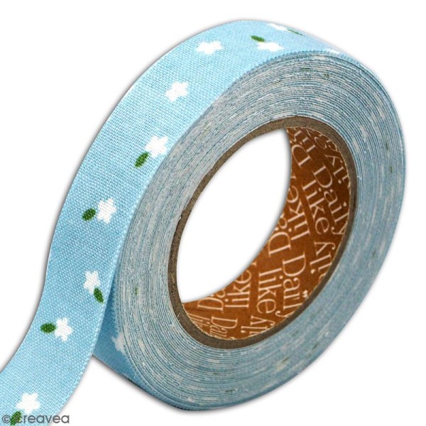 Masking tape tissu - Bleu ciel - Mini fleurs - Daily Like - 5 m - Photo n°3