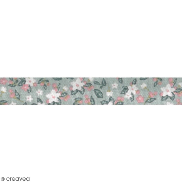 Masking tape tissu - Vert et rose - Fleurs et feuillage - Daily Like - 5 m - Photo n°2