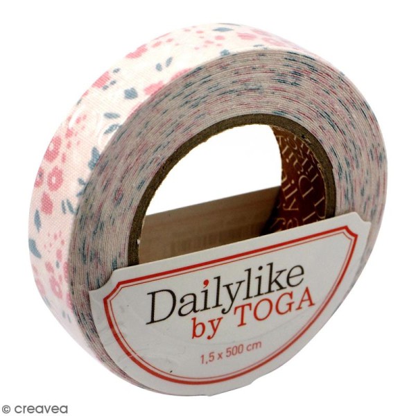 Masking tape tissu - Rose - Fleurs - Daily Like - 5 m - Photo n°1