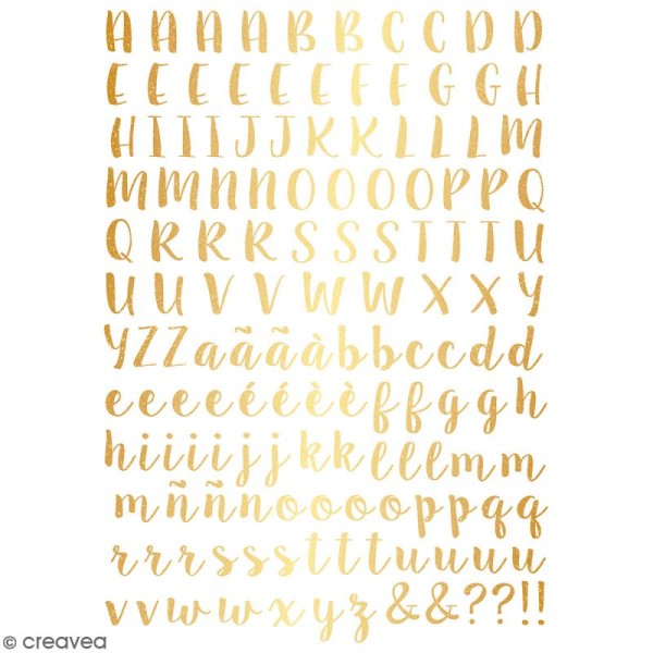 Rub-ons Transferts Alphabet doré Notting Hill - Planche de décalcomanies 15 x 20 cm - Photo n°2