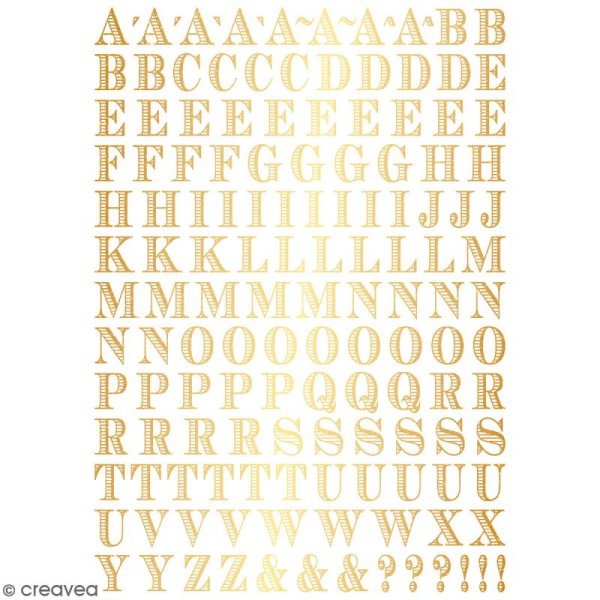 Rub-ons Transferts Alphabet doré Notting Hill - Planche de décalcomanies 15 x 20 cm - Photo n°2