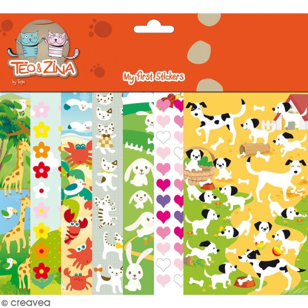 Assortiment Promo - Stickers en feutrine Téo & Zina - 7 planches de 15 x 10 cm - Photo n°1