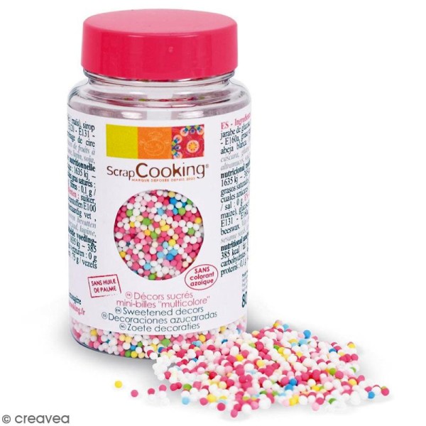 Pot de Mini billes en sucre - Multicolore - 40 g - Photo n°1