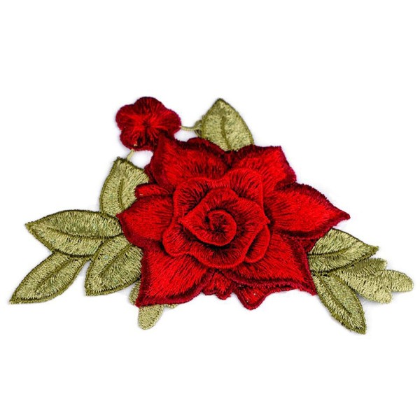 1pc Rouge de Fer sur Patch 3d Fleur, Patchesand Coudre sur les taches, Coudre-sur, de réflexion, de - Photo n°2