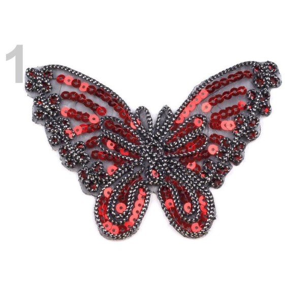 1pc Fer Rouge Sur Patch Papillon Avec Paillettes, le Fer-sur les Patchesand Coudre sur les taches, C - Photo n°1