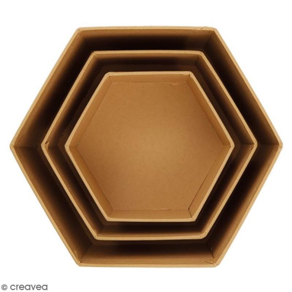 Boîtes gigognes en carton - Hexagones 15,5 cm - 3 pcs - Photo n°2