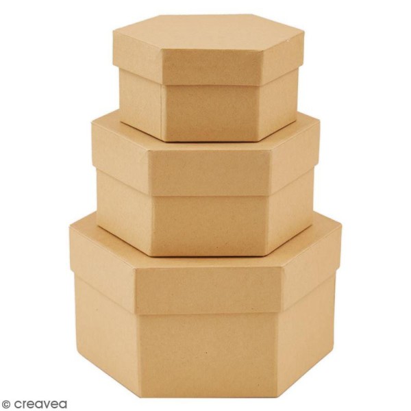 Boîtes gigognes en carton - Hexagones 15,5 cm - 3 pcs - Photo n°3