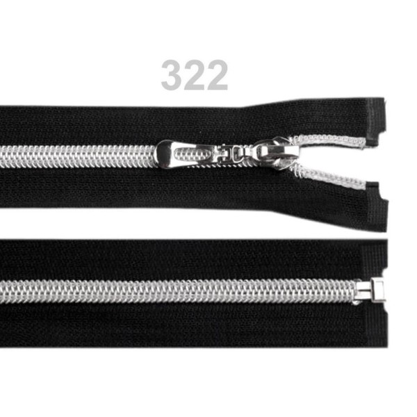 1pc Noir en Nylon de Tirette Avec l'Argent des Dents Largeur de 7mm, Longueur 70cm, Sac Notions, un - Photo n°1