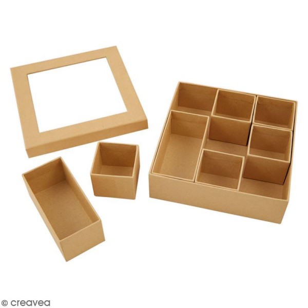 Shadow box à décorer - 15 x 15 cm - 7 cases - Photo n°3