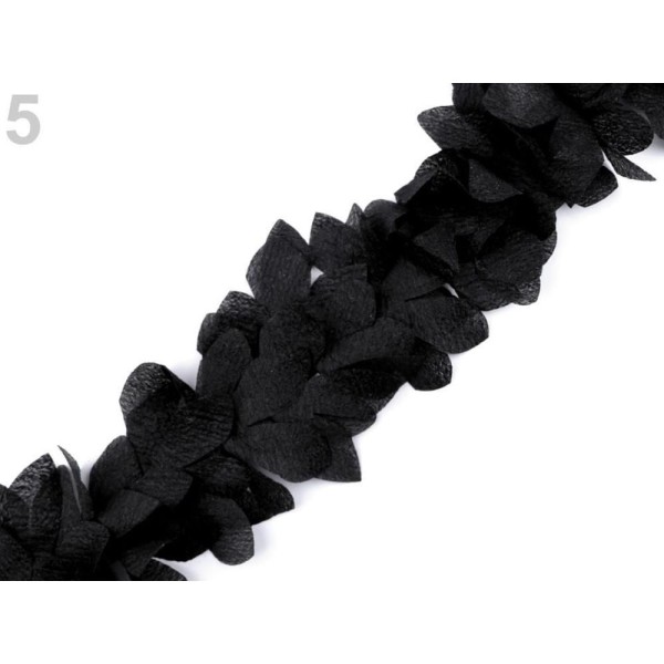 1m 5 Noir Vêtements Tresse / Couper les Feuilles de Largeur 100mm Perle Effet, les Tresses Et les Au - Photo n°1