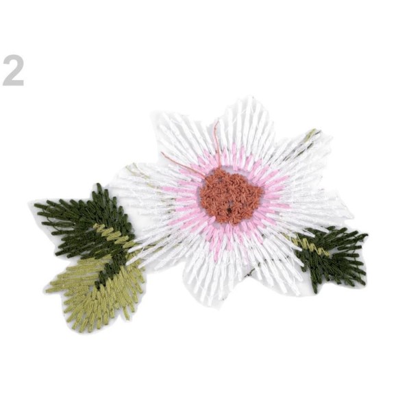 1pc 2 (7 x 10 Cm) Blanc Emboridered Appliques de Fleurs en Organza, Coudre-sur Appliques, des Vêteme - Photo n°1