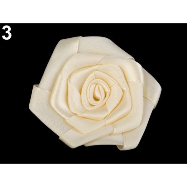 1pc 3 Crème plus légère Satin Rose Ø70mm, Coudre-sur Appliques de Fleurs, de Vêtements, de Chaussure - Photo n°1