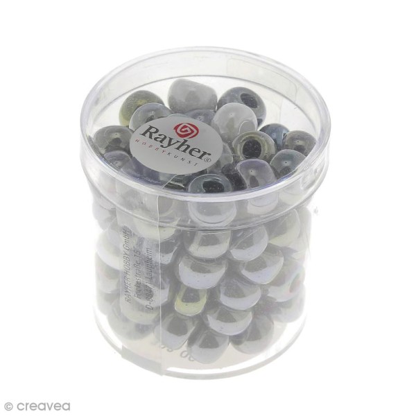 Assortiment de perles à grands trous opaques nacrées - 8,7 mm - Environ 100 perles - Photo n°2