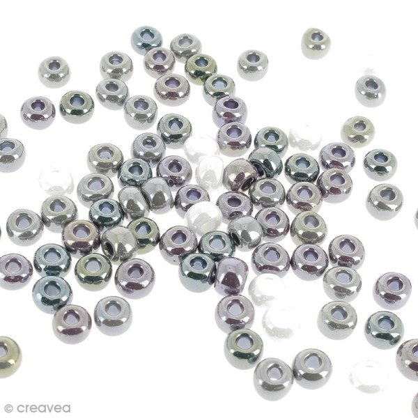 Assortiment de perles à grands trous opaques nacrées - 8,7 mm - Environ 100 perles - Photo n°0