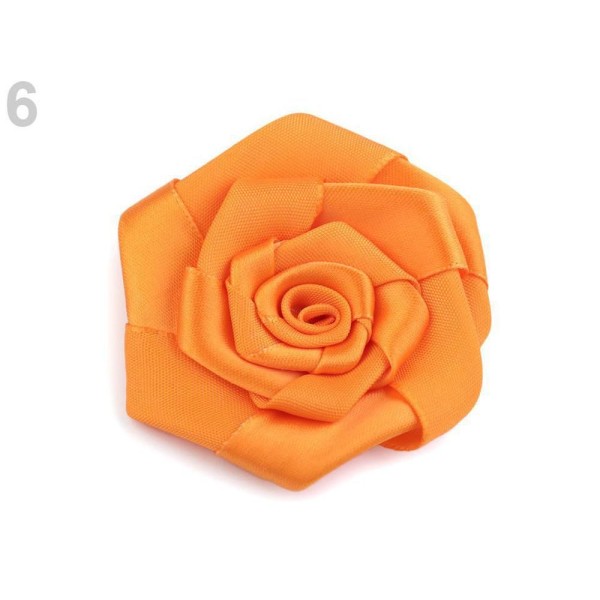 1pc 6 Orange en Satin Rose Ø70mm, Coudre-sur Appliques de Fleurs, de Vêtements, de Chaussures Décor - Photo n°1