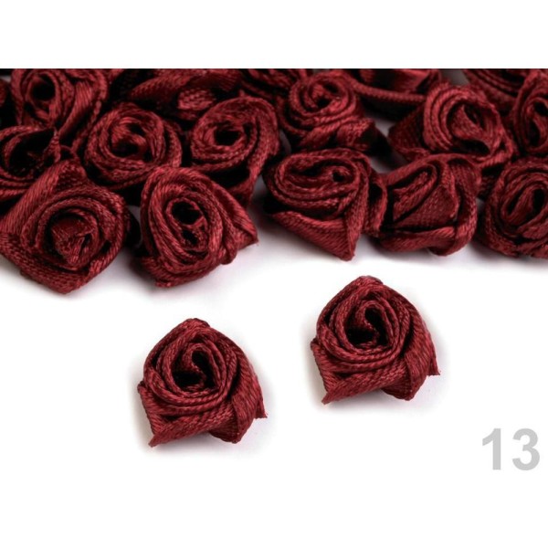 50pc 13 Rio de Tissu Rouge Rose 12-15mm, Coudre-sur Appliques de Fleurs, de Vêtements, de Chaussures - Photo n°1