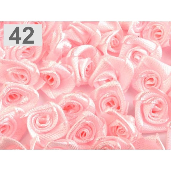 50pc 42 Léger Tissu Rose Rose Ø13-15mm, Coudre-sur Appliques de Fleurs, de Vêtements, de Chaussures - Photo n°1