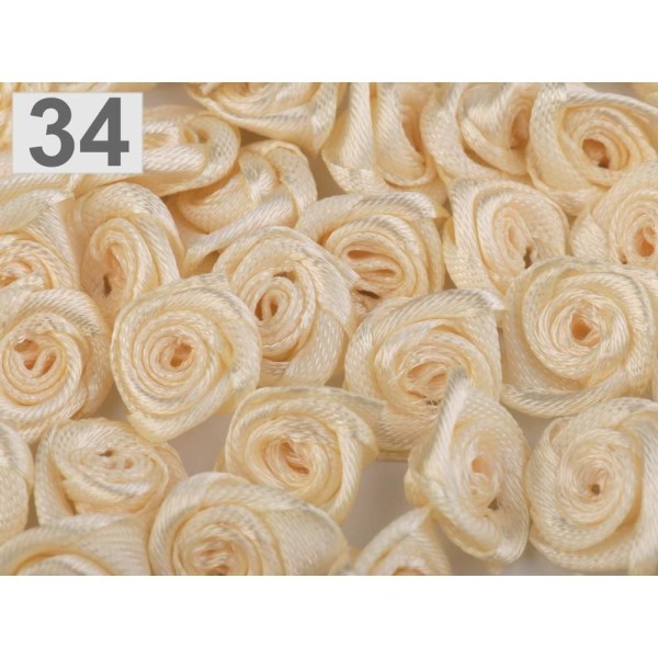 50pc 34 Vanille Tissu Rose Ø13-15mm, Coudre-sur Appliques de Fleurs, de Vêtements, de Chaussures Déc - Photo n°1