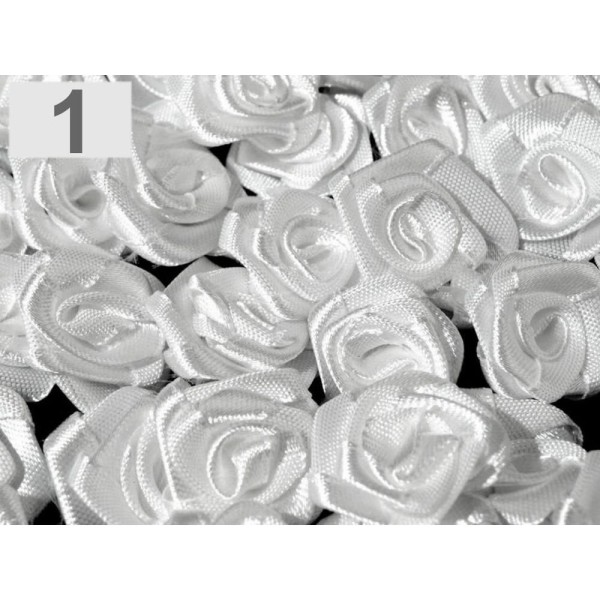 50pc 1 Tissu Blanc Rose Ø13-15mm, Coudre-sur Appliques de Fleurs, de Vêtements, de Chaussures Décor - Photo n°1