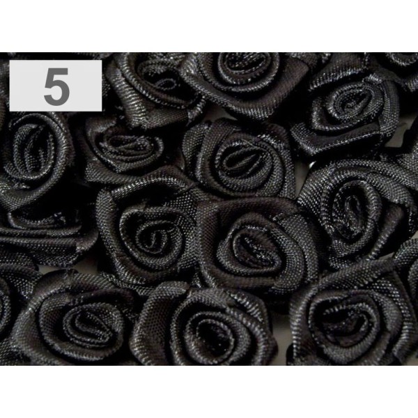 50pc 5 Tissu Noir Rose Ø13-15mm, Coudre-sur Appliques de Fleurs, de Vêtements, de Chaussures Décor E - Photo n°1