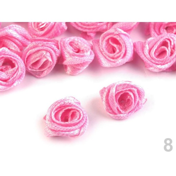 50pc 8 Rose Bonbon Tissu Rose 12-15mm, Coudre-sur Appliques de Fleurs, de Vêtements, de Chaussures D - Photo n°1