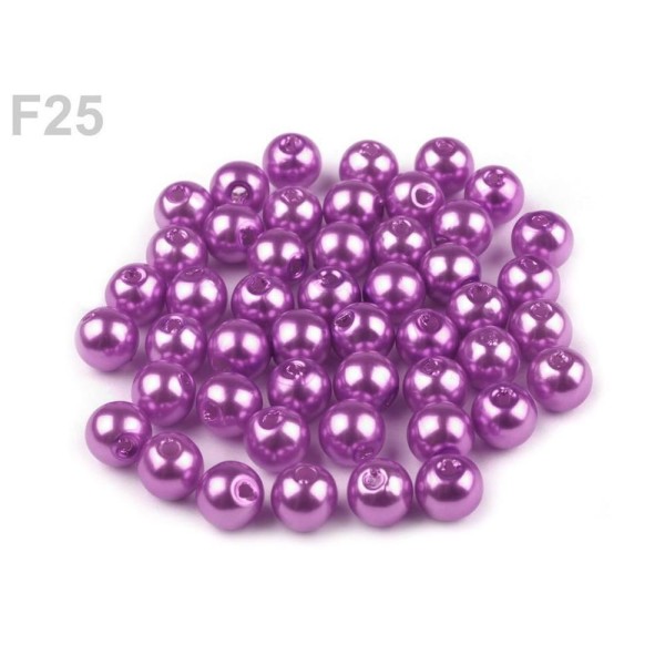10g F25 Violet Foncé en Plastique Imitation Perles de Nacre coup d'Œil 6mm, Perles Rondes, Perle de - Photo n°1
