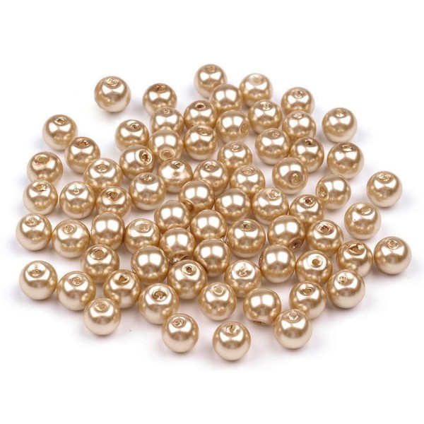 50g 14a Beige Rond Verre Perles Imitation Perles de 6mm, Perle de Mariée, Mariée Perle, Perle de Fou - Photo n°1