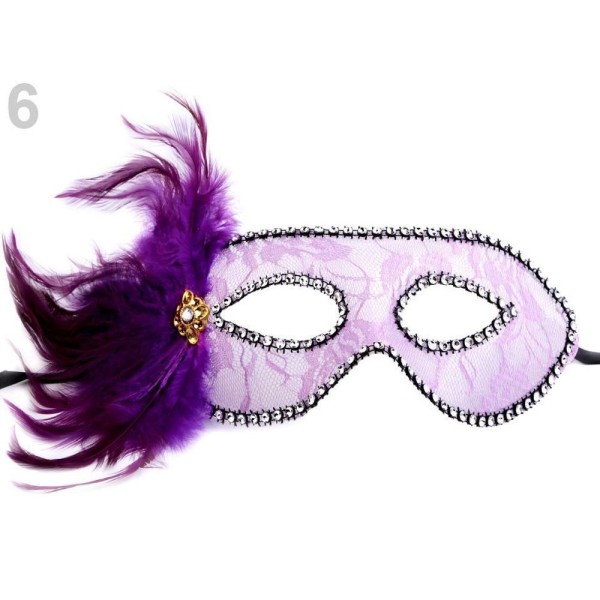1pc 6 plus Léger Violet Carnaval / Partie Masque pour les Yeux Avec des Plumes, Et, d'Accessoires, d - Photo n°1