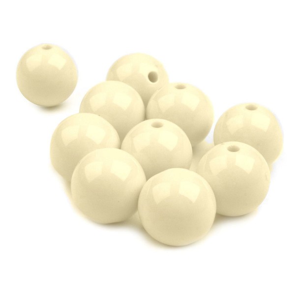 5pc Crème plus légère en Plastique Perles Rondes de Couleur Ø20mm, Opaque - Photo n°1