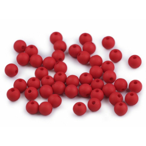 100pc 5 (39) Rouge Mat Acrylique Perles 6mm, Perles de Léger, de Perles de Bijoux, de Perles boucle - Photo n°1