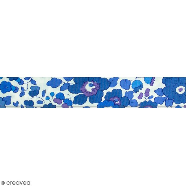 Biais Liberty - Fleurs champêtres - Bleu - Au mètre (sur mesure) - Photo n°1