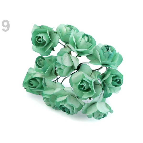 1bunch 9 Menthe Artificielle Roses Pour Boutonnierre Ø20mm, des Fleurs Et des Fleurs, des Décoration - Photo n°1