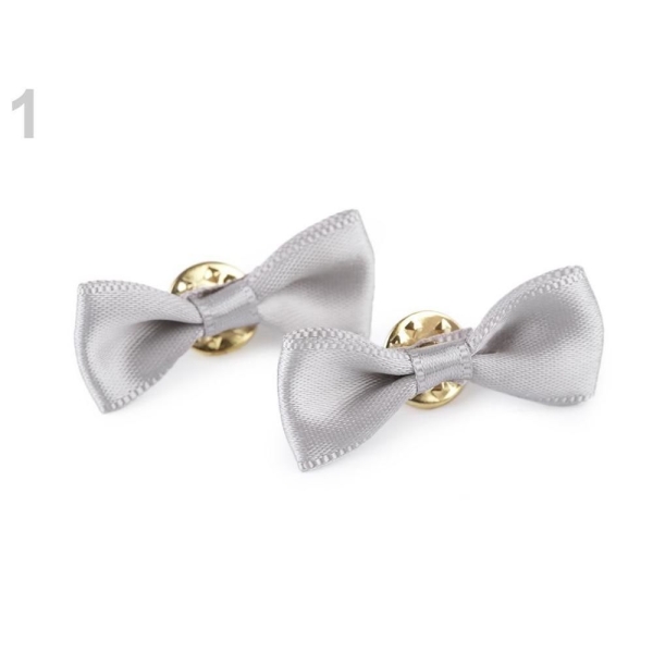 2pc 1 Gris Très Léger Arc Sur Broches / Mini Bow Tie À Revers, Textile, des Broches, des Bijoux - Photo n°1