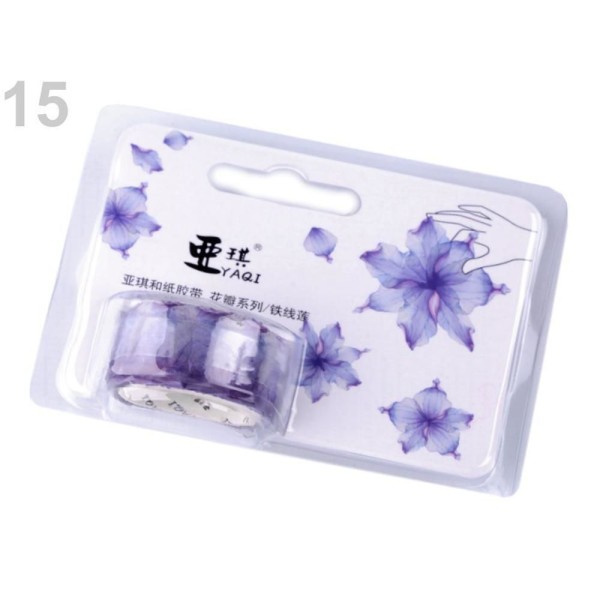 1pc Bleu-violet Washi Stickers Fleur, Feuille de Trèfle, de Scrapbooking Et des Cassettes, des Décor - Photo n°1