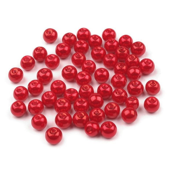 50g Rouge Foncé Rond Verre Perles Imitation Perles de Ø6 Mm - Photo n°1