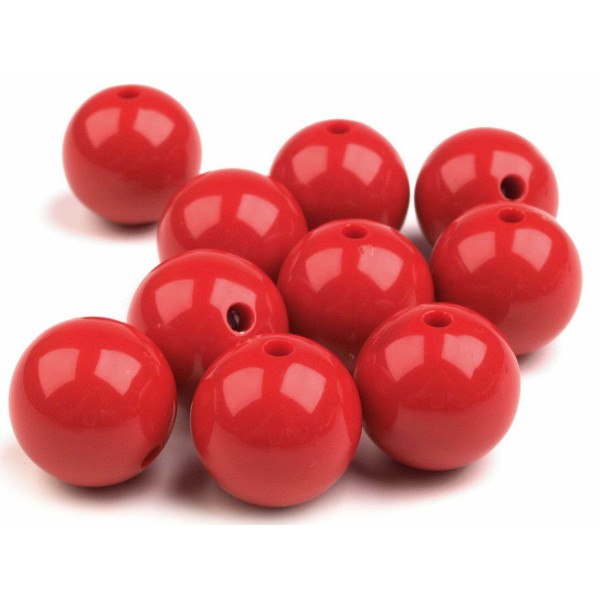 5pc en Plastique Rouge Perles Rondes de Couleur Ø20mm, Opaque - Photo n°1
