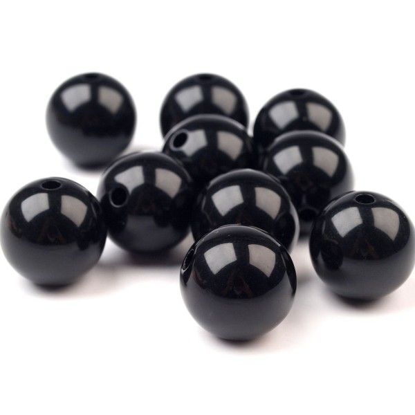 5pc en Plastique Noir Perles Rondes de Couleur Ø20mm, Opaque - Photo n°2