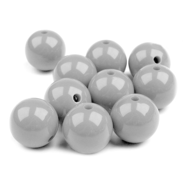 5pc en Plastique Noir Perles Rondes de Couleur Ø20mm, Opaque - Photo n°1