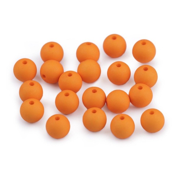 20pc (09) Orange Mat Acrylique Perles Ø10mm, Plastique - Photo n°1
