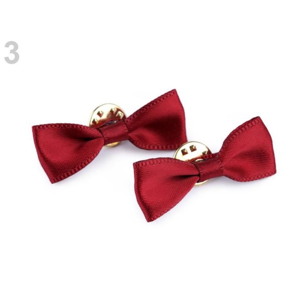 2pc 3 Vin Léger Arc Rouge Sur la Broche / Mini Bow Tie À Revers, Textile, des Broches, des Bijoux - Photo n°1
