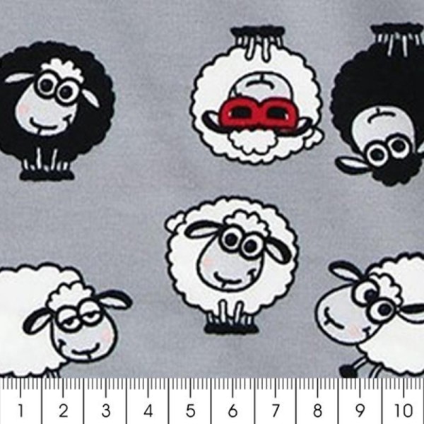 Tissu Jersey Little Darling Moutons - A la coupe par 10 cm (sur mesure) - Photo n°2