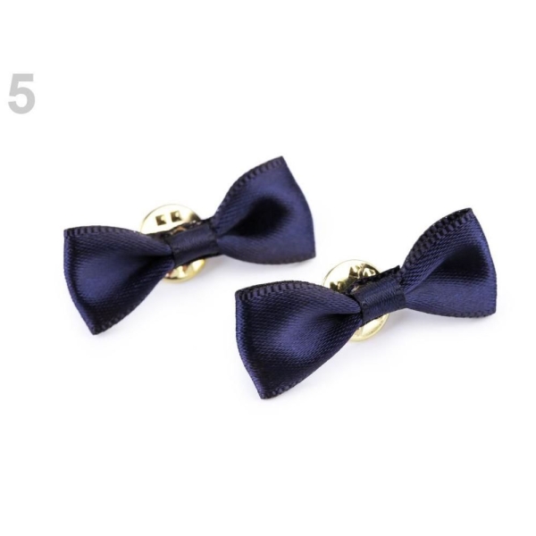 2pc 5 Bleu Foncé Arc Sur Broches / Mini Bow Tie À Revers, Textile, des Broches, des Bijoux - Photo n°1