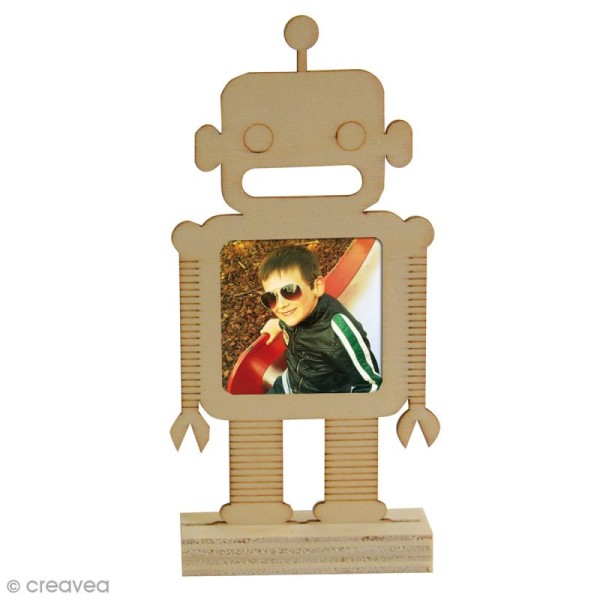 Cadre photo en bois à monter - Robot - 13,5 x 7 cm - Photo n°2