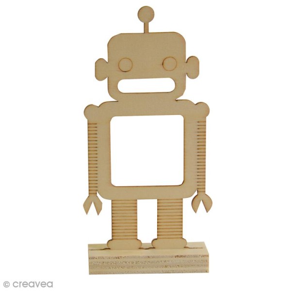 Cadre photo en bois à monter - Robot - 13,5 x 7 cm - Photo n°1