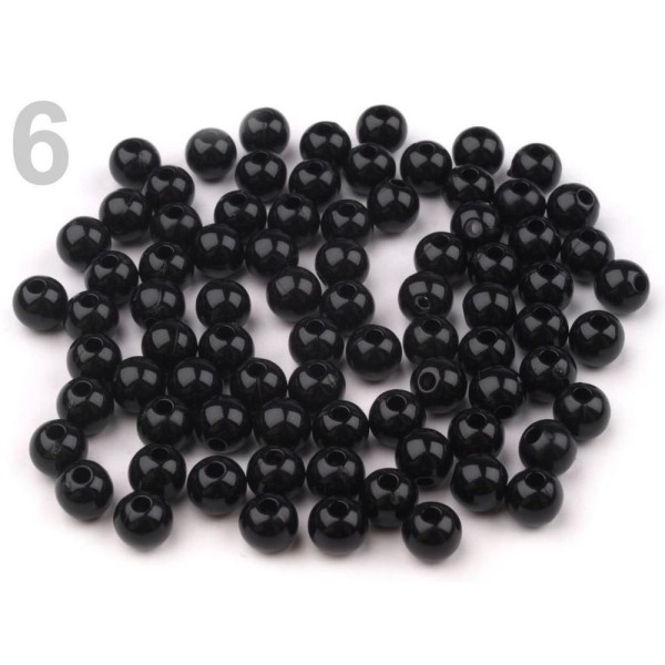 10g 6 Noir en Plastique Perles Rondes 6mm Transparent, Perles de Décoration, de Perles Accessoires, - Photo n°1