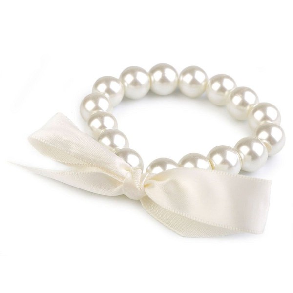 1pc Crème Léger Faux Bracelet de Perles Avec un Arc, Et en Strass, des Bracelets, des Bijoux - Photo n°1