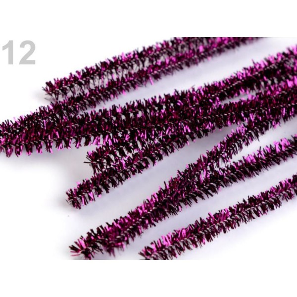 10pc Violet Floue Chenille de Fil de colle Avec Lurex 6mm, Longueur 30cm, Floristique de Rubans, de - Photo n°1