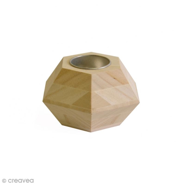 Bougeoir géométrique Hexagone en bois - 9 x 6,5 cm - Photo n°1