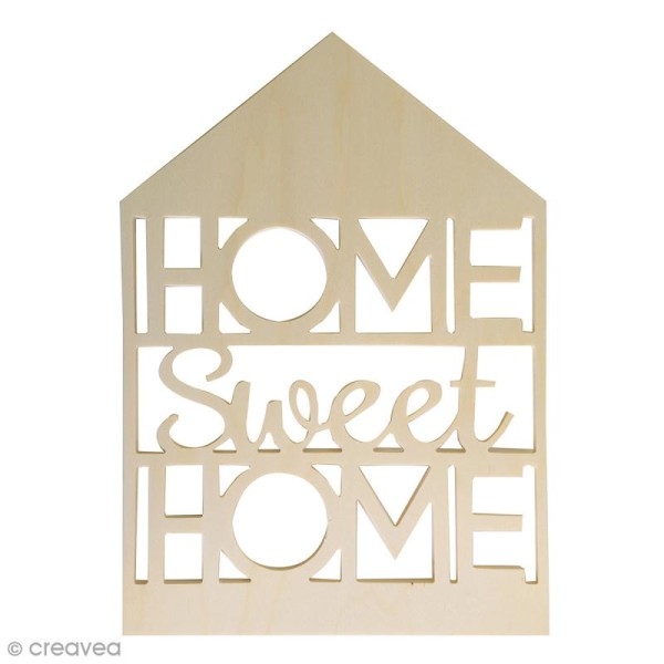 Suspension déco en bois - Home Sweet Home - 45 x 31,5 cm - Photo n°1